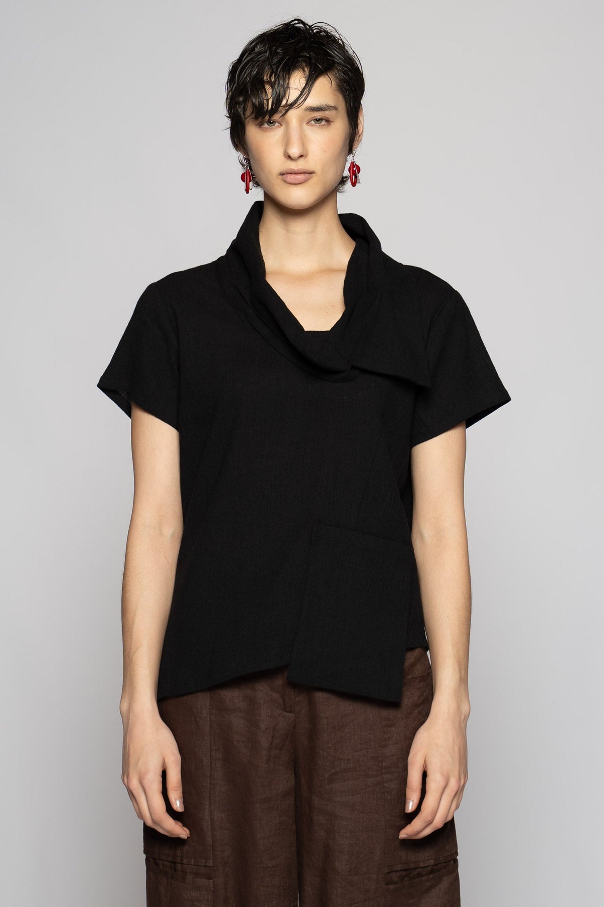 Melange Top Black