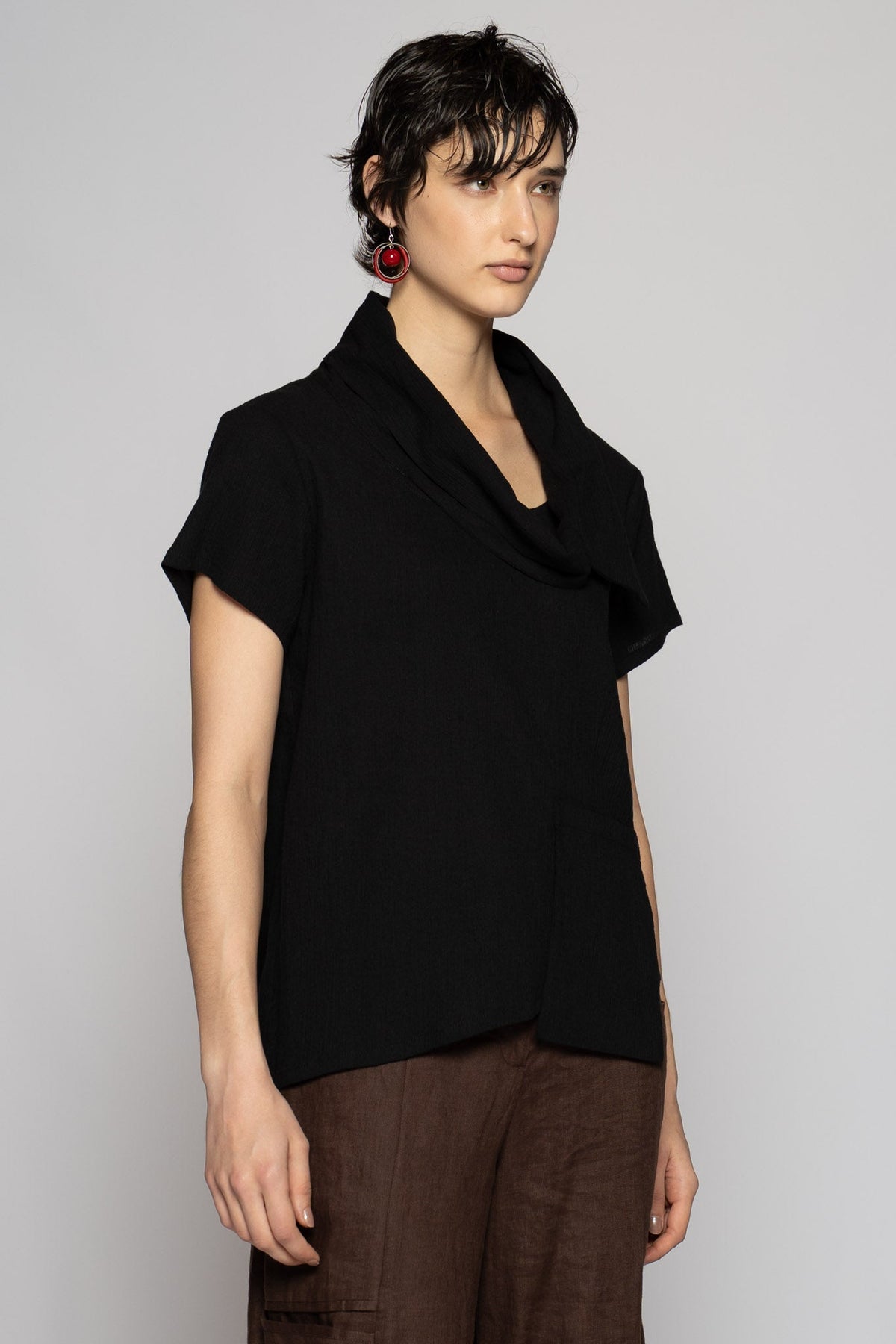 Melange Top Black
