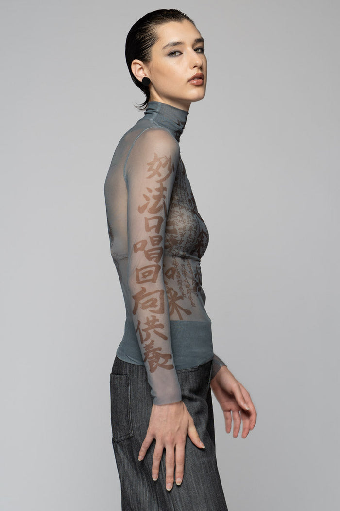 Tatu High Neck Top Denim