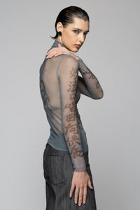 Tatu High Neck Top Denim