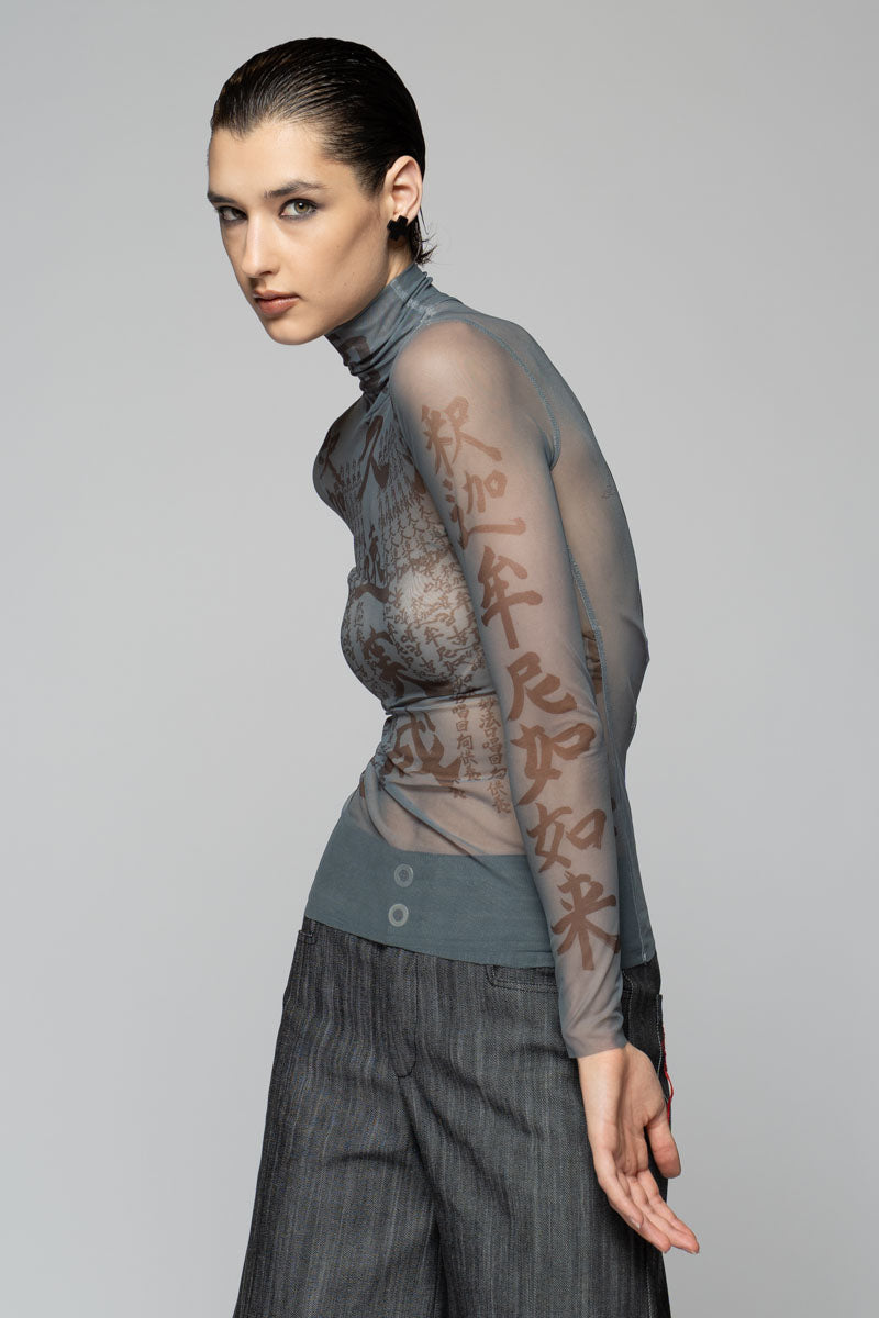 Tatu High Neck Top Denim