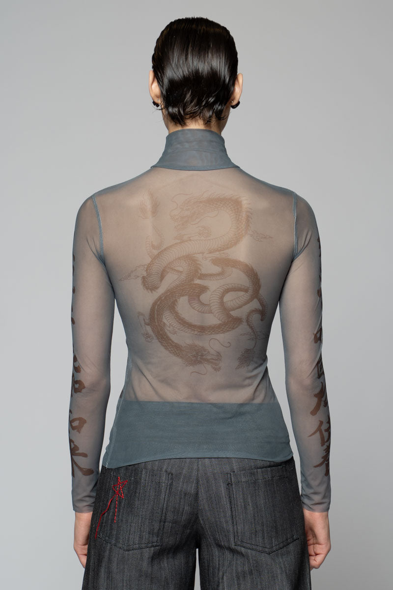 Tatu High Neck Top Denim