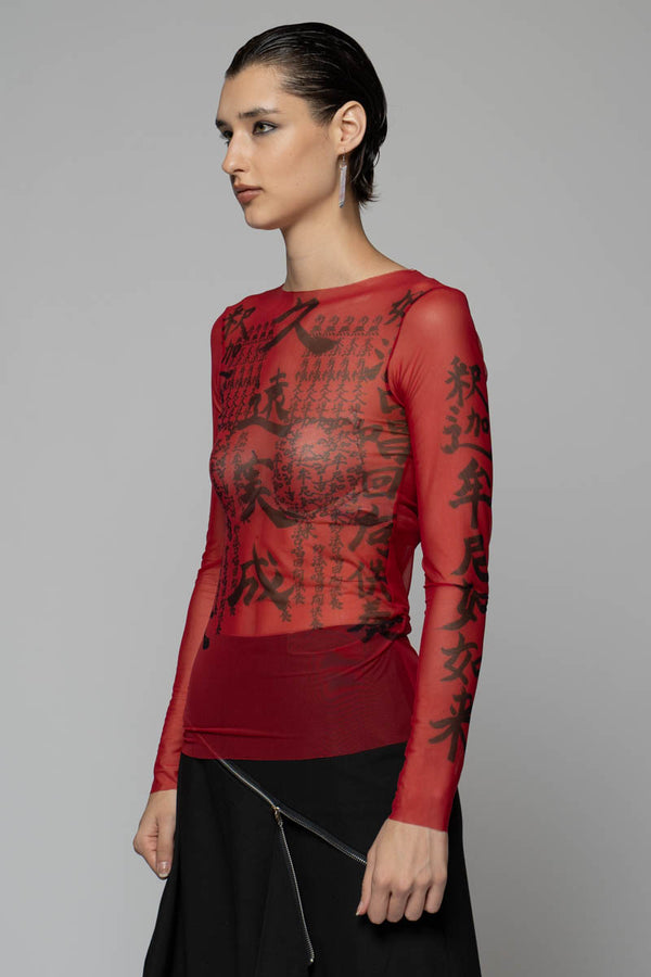 Tatu Mesh Top Red