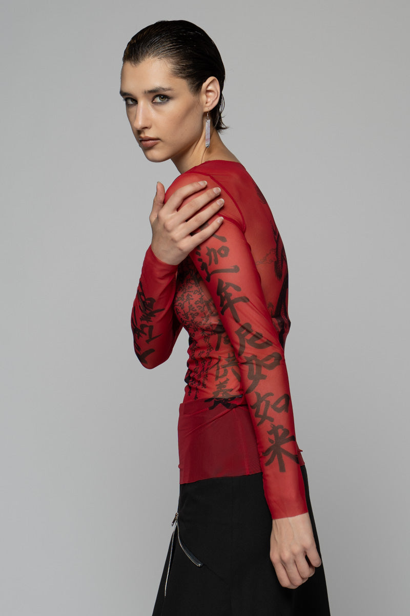 Tatu Mesh Top Red