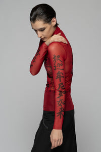 Tatu High Neck Top Red
