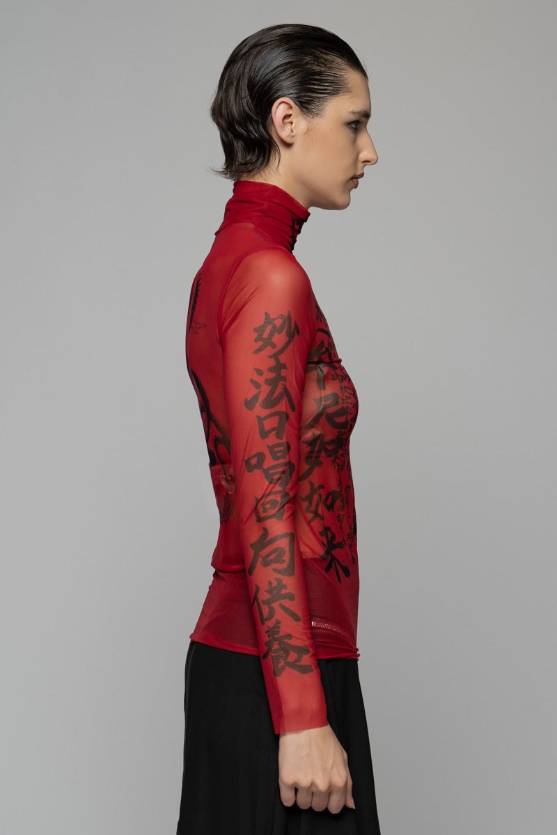 Tatu High Neck Top Red