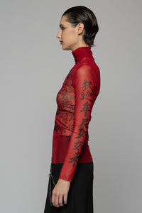 Tatu High Neck Top Red