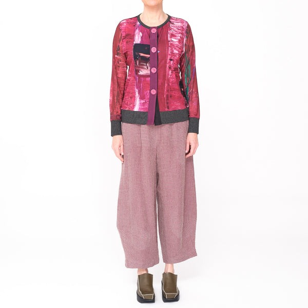 Button Cardi Pink Landscape