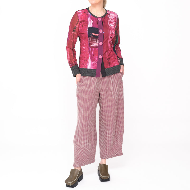 Button Cardi Pink Landscape