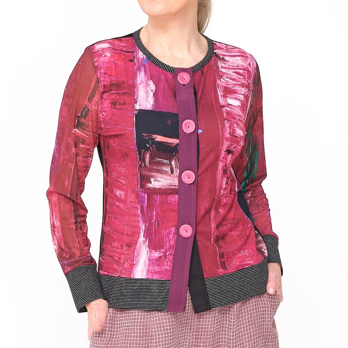 Button Cardi Pink Landscape