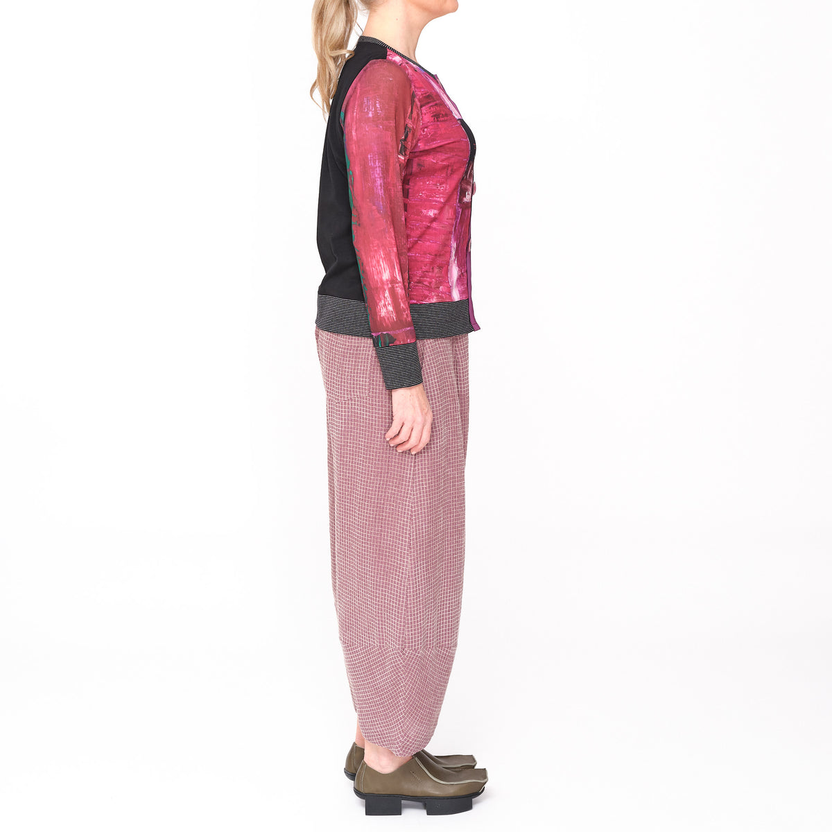 Button Cardi Pink Landscape
