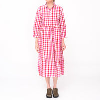 261128 Destiny Red Pink Check Dress