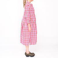 261128 Destiny Red Pink Check Dress