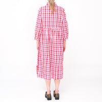 261128 Destiny Red Pink Check Dress