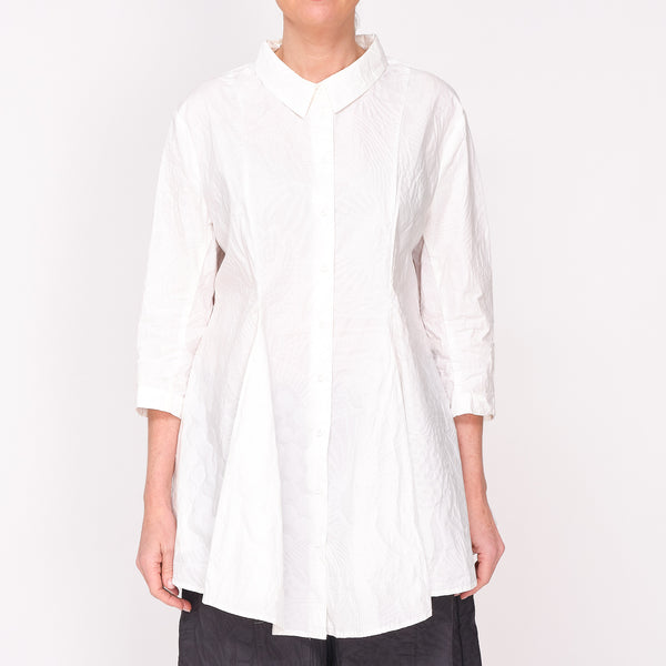 3420401 Off White Poplin Print Shirt