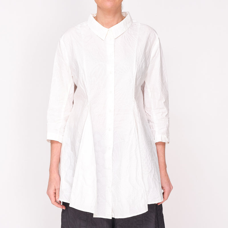 3420401 Off White Poplin Print Shirt