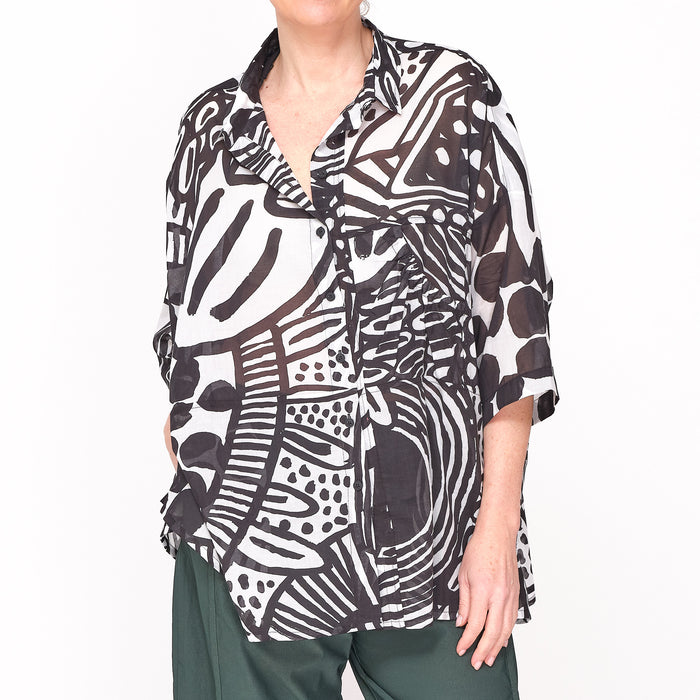 3600404 Black Print Shirt