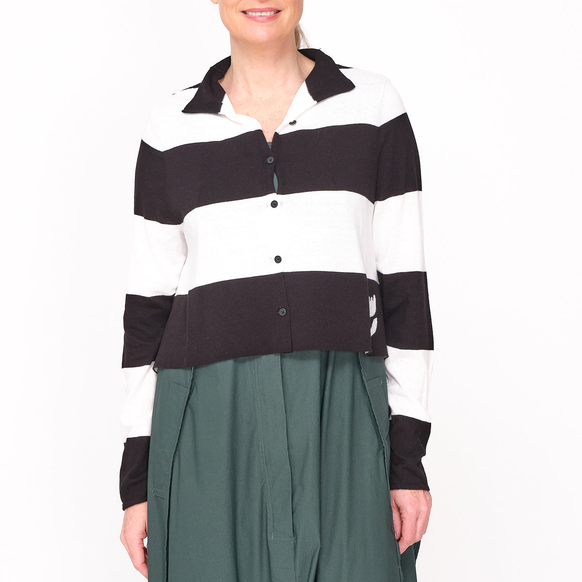 3331702 Black Off White Stripe Cardigan