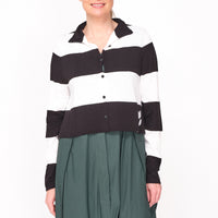 3331702 Black Off White Stripe Cardigan