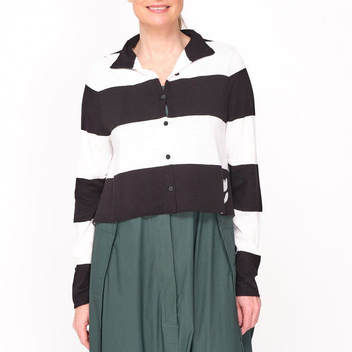 3331702 Black Off White Stripe Cardigan