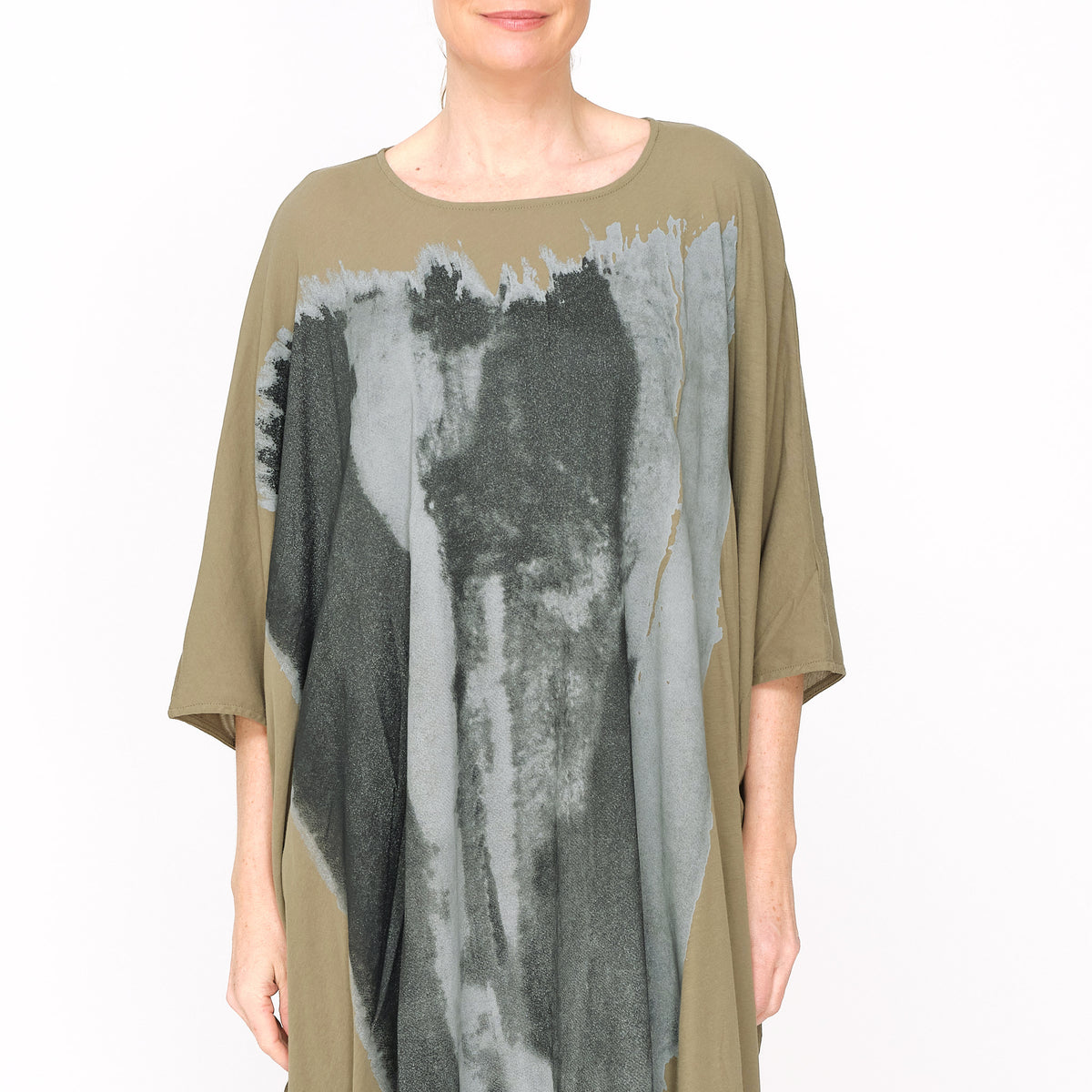261 011  Dual Print Dress Khaki