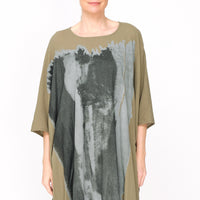261 011  Dual Print Dress Khaki