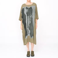 261 011  Dual Print Dress Khaki