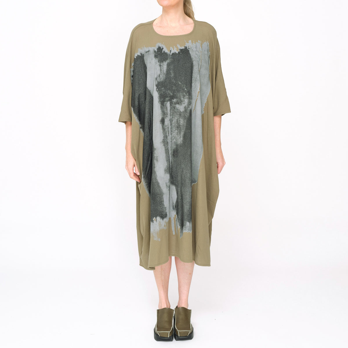 261 011  Dual Print Dress Khaki