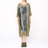261 011  Dual Print Dress Khaki