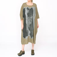 261 011  Dual Print Dress Khaki