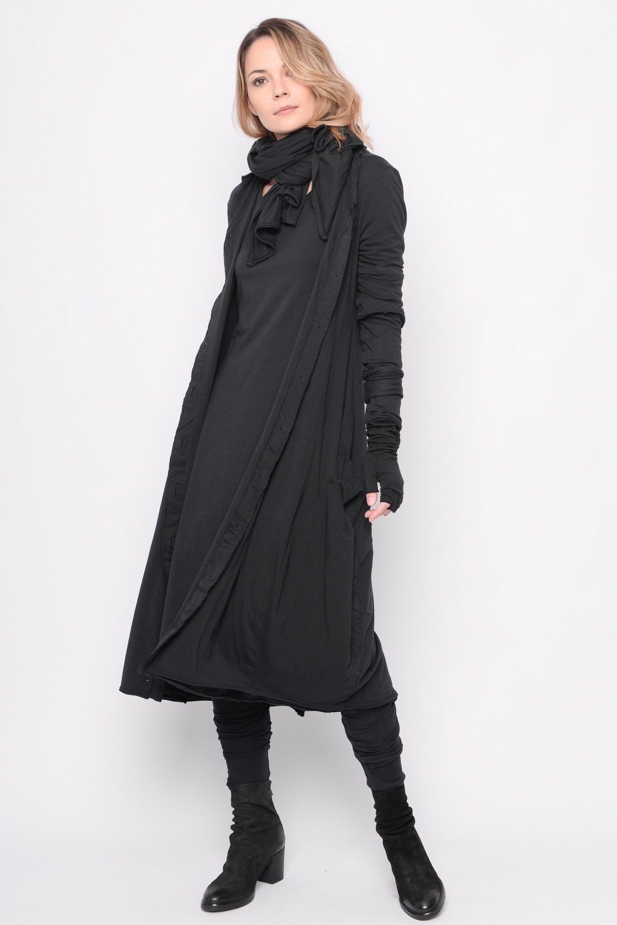 The Look In Your Eyes Dress-Cardigan in Black - 0702