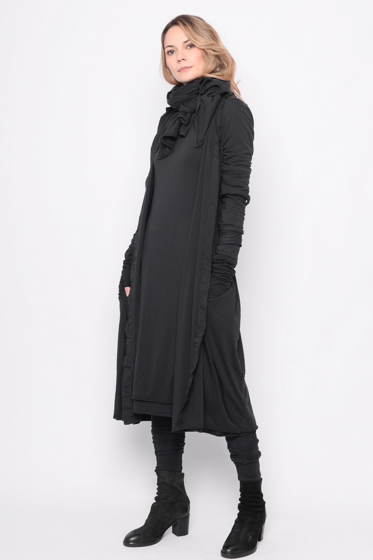 The Look In Your Eyes Dress-Cardigan in Black - 0702