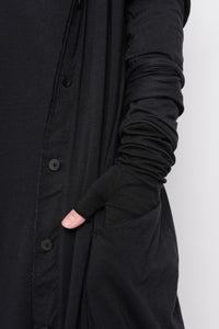 The Look In Your Eyes Dress-Cardigan in Black - 0702