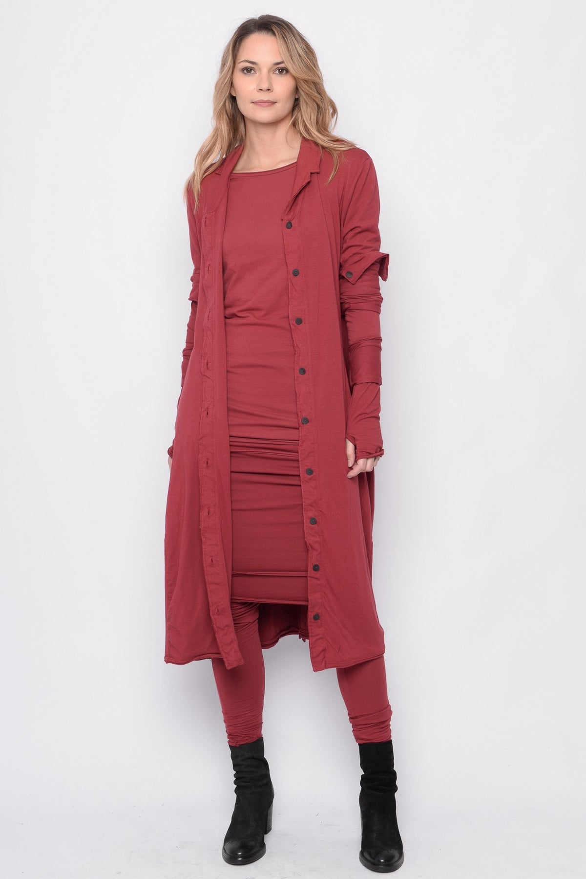 The Look In Your Eyes Dress-Cardigan in Rust - 0702