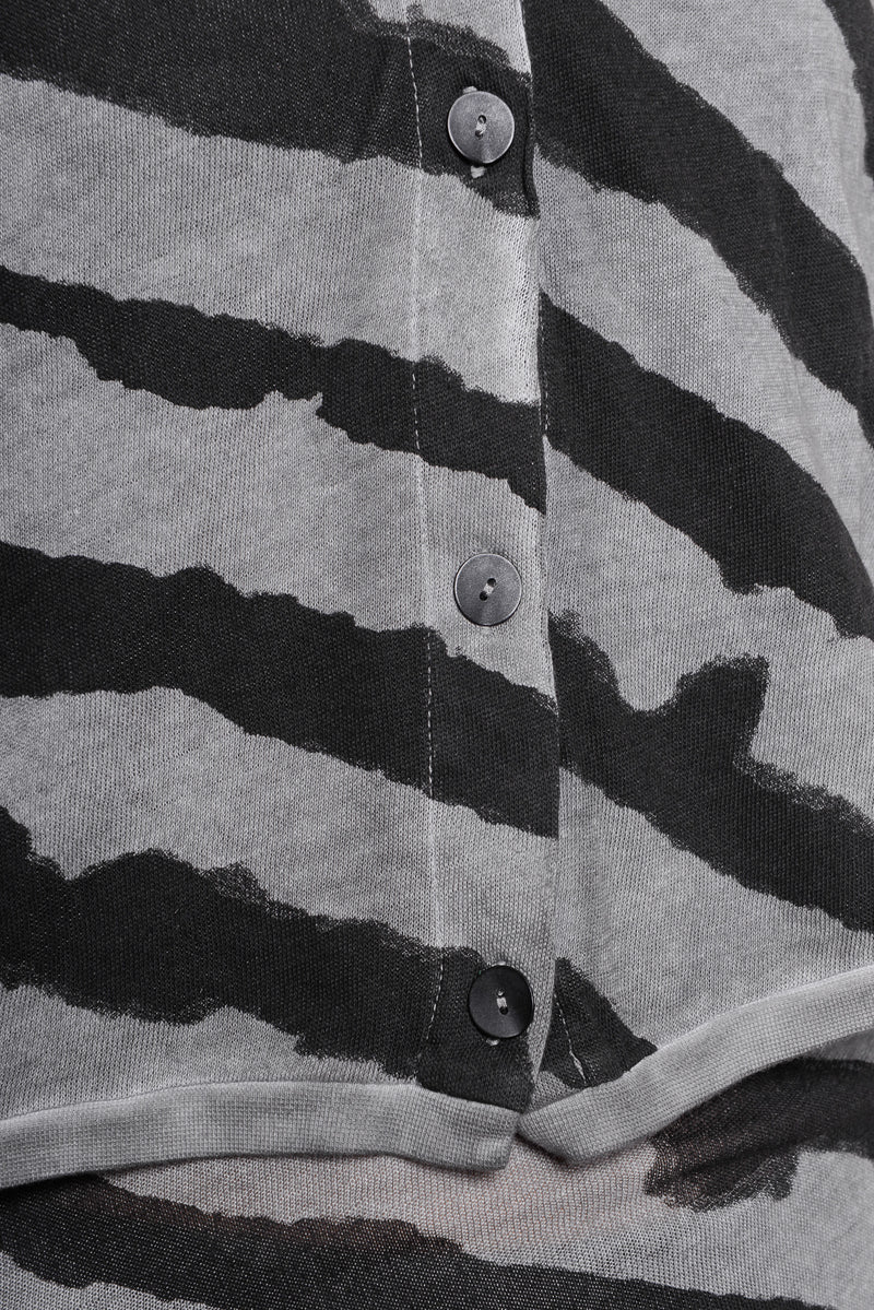 Painterly Cardi in Grey Stripe - 231.03.01