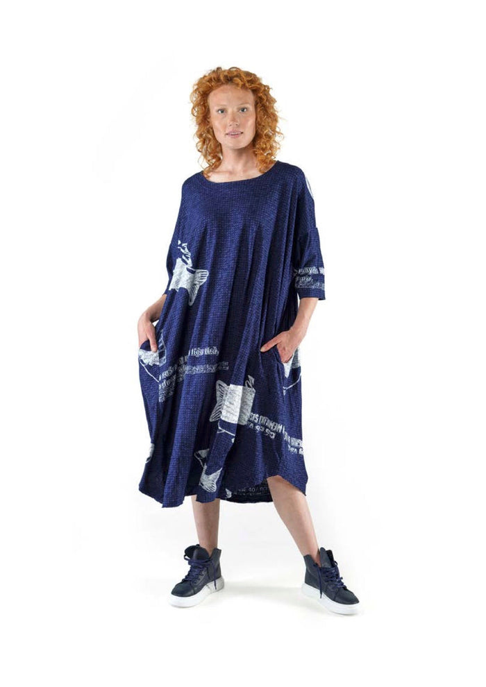 Navy Print Dress