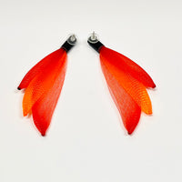 CB609 - Orange Red Mix Mesh Earrings