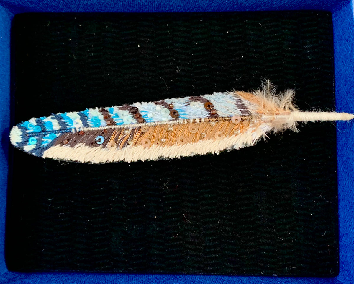 Eurasian Jay Feather Brooch