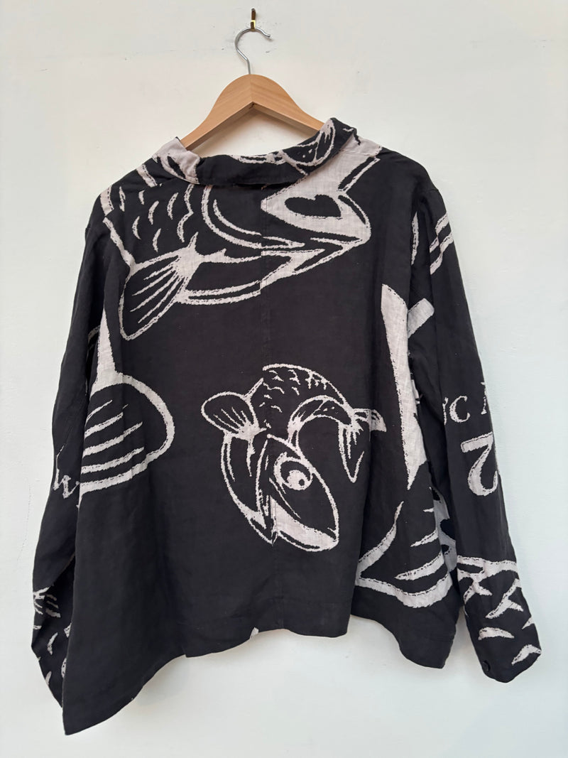 Linen Jacket w/ Black Print