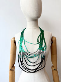 SI01 Green/Silver Long Necklace
