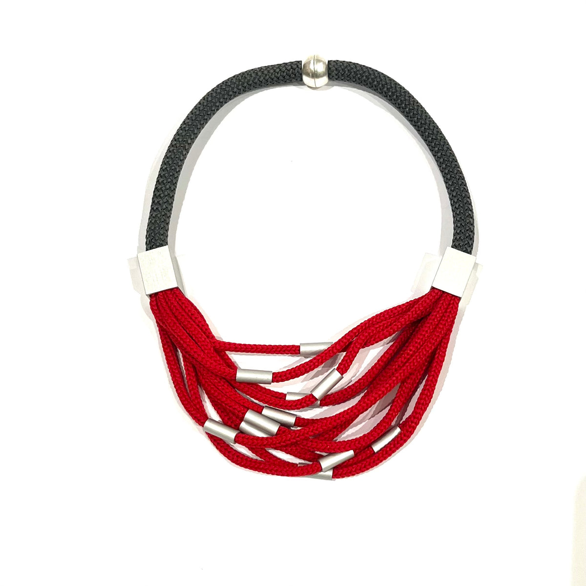 CB138-Red Silver Grey Mix Necklace