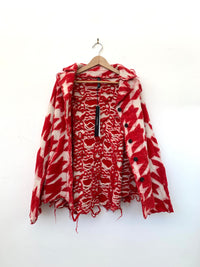 Houndstooth Red Cardigan