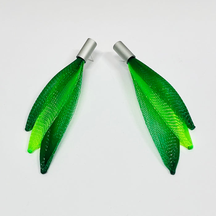 CB609 - Green Lime Mix Mesh Earrings