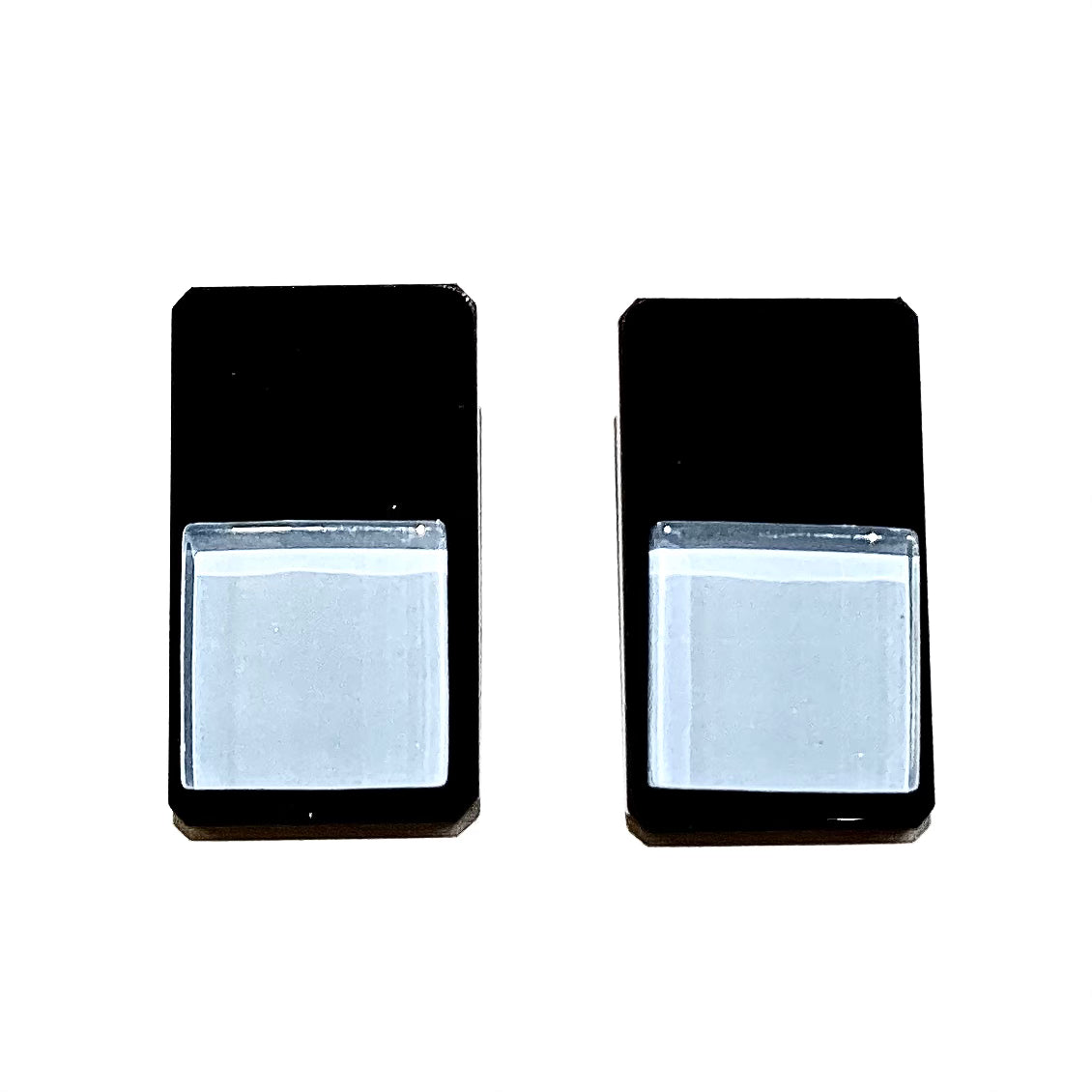 Square Bead Earrings, Light Blue