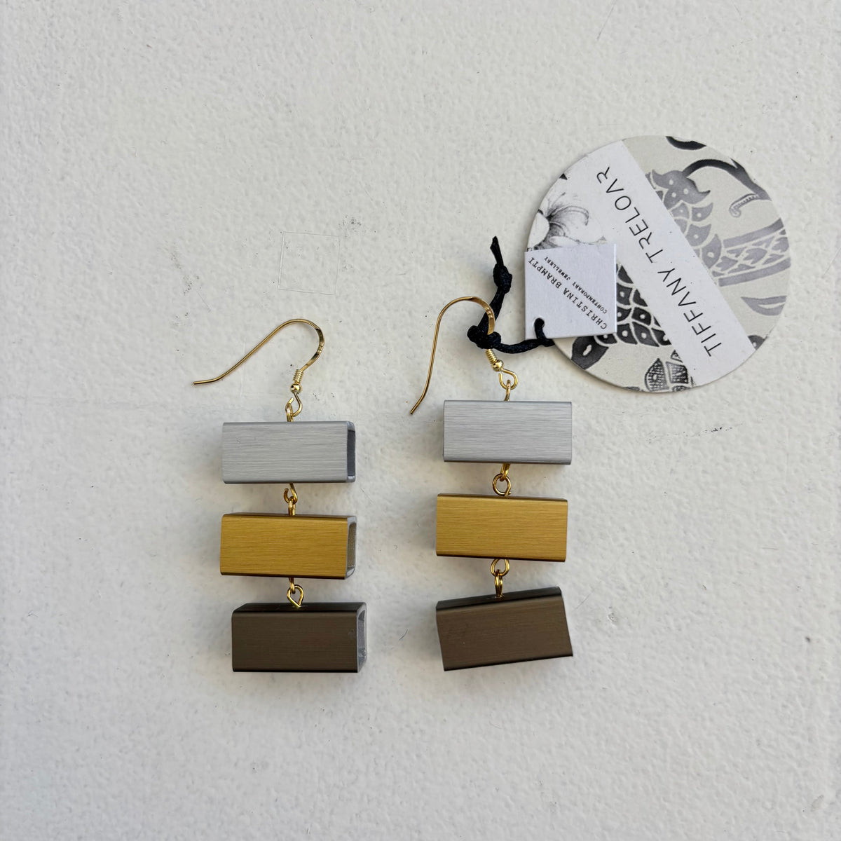 CB481 - Square Tube Drop Earring in Metal-Mix