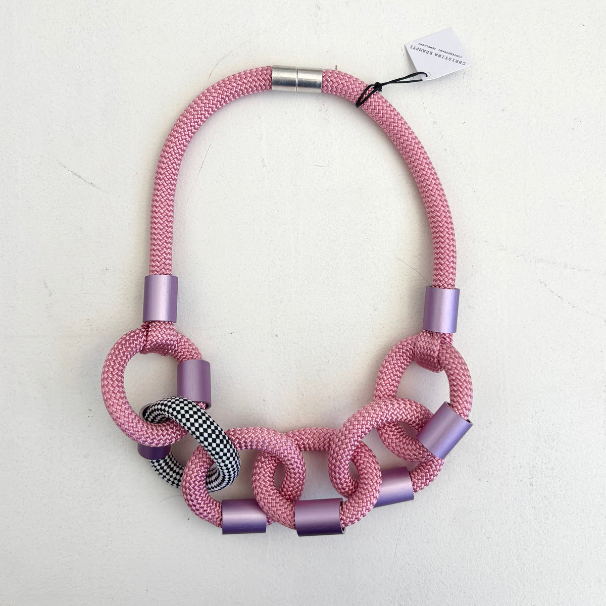 CB224-Pink Olympic Loop Short Necklace