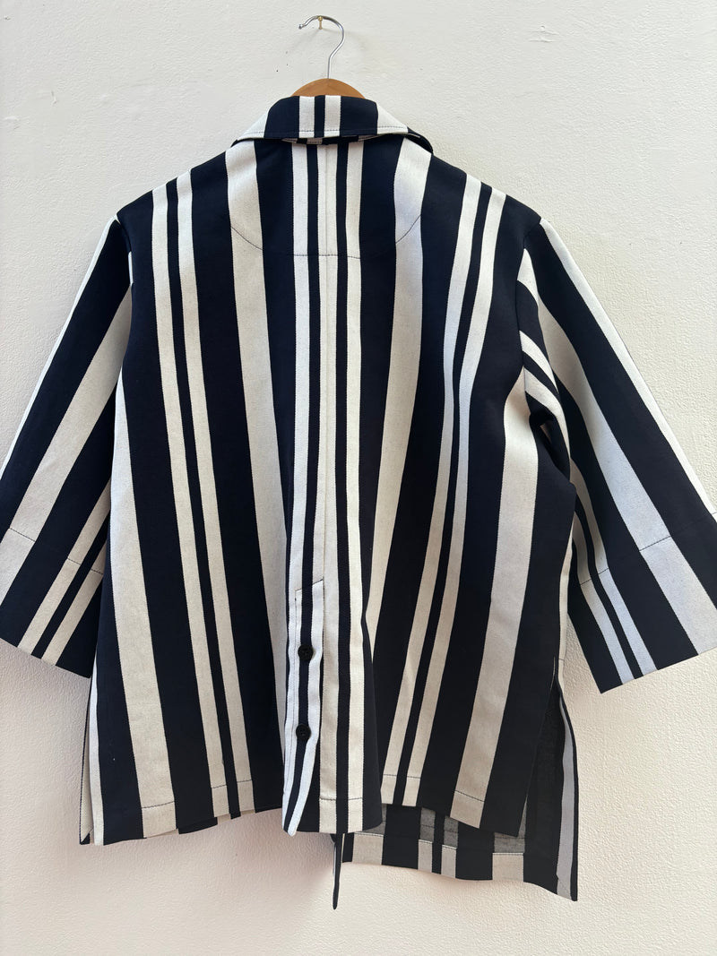 Lucy Navy Stripe Linen Jacket