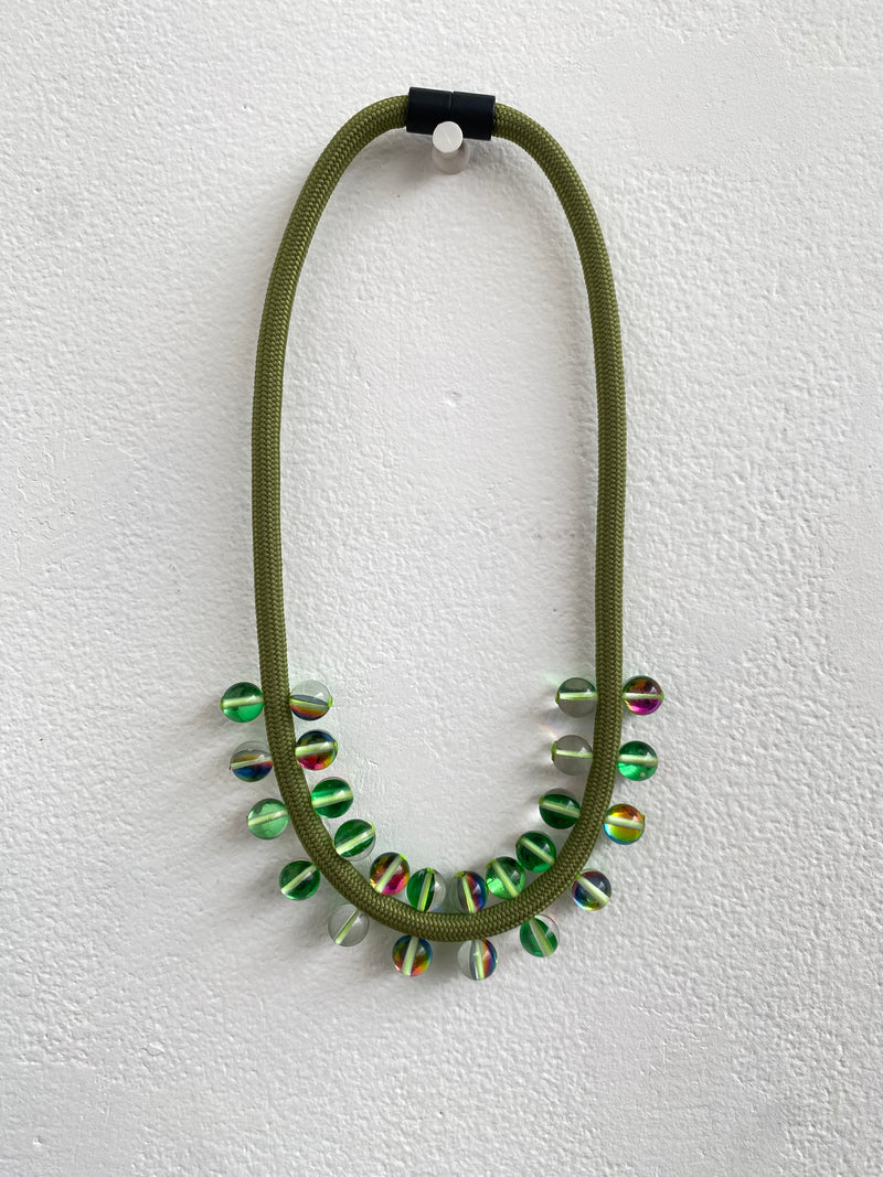 CB390 Green/Green Marble cord Necklace