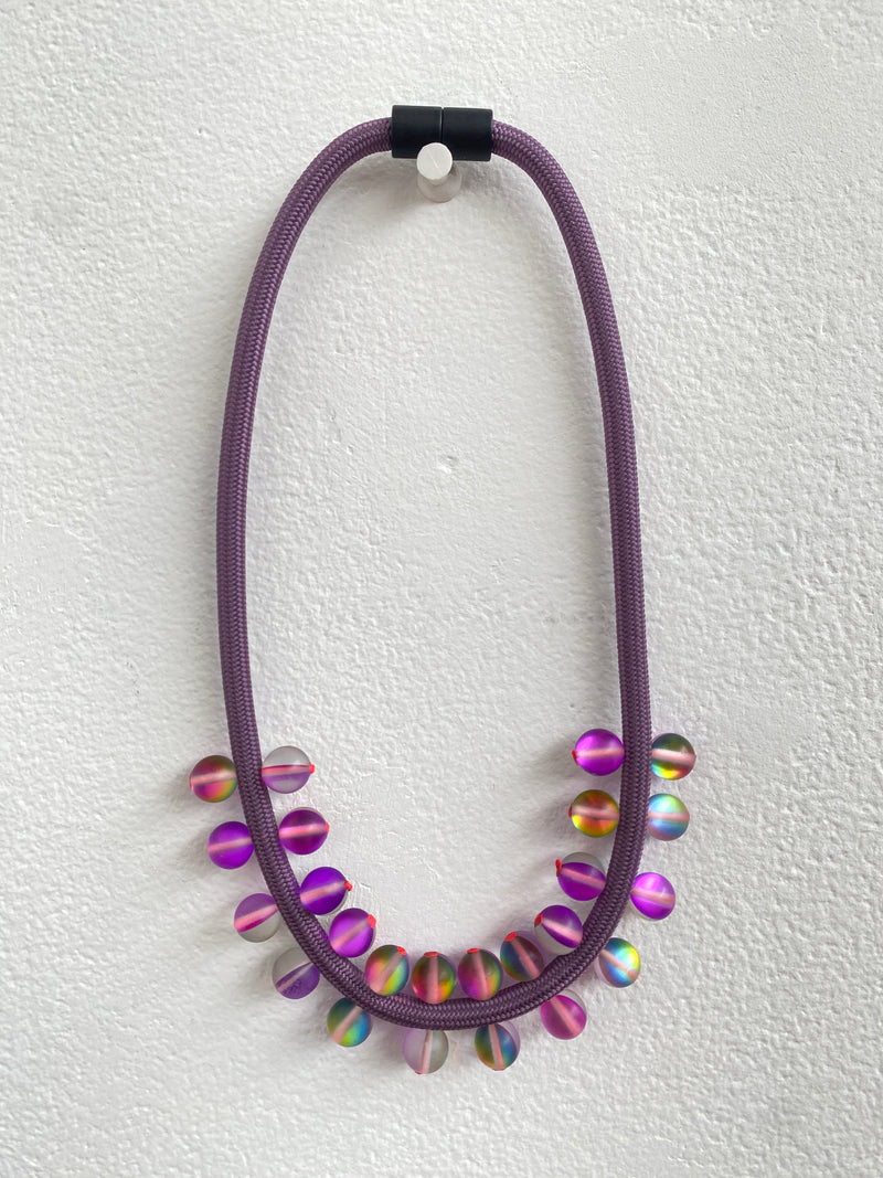 CB390 Purple/Purple Marble cord Necklace