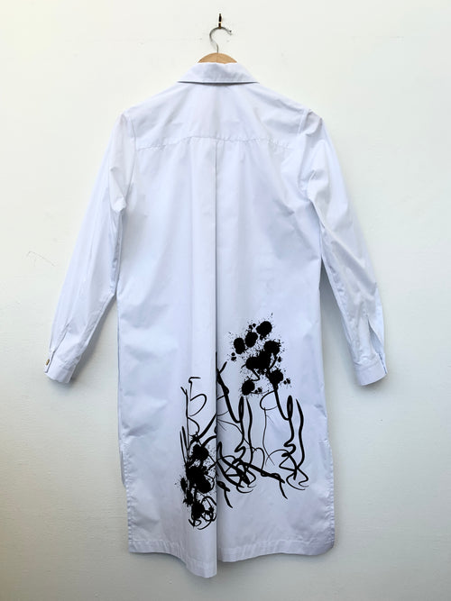 Angie White Shirt with Abstract Black Print